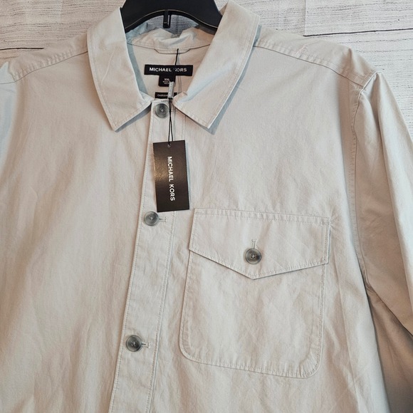 Michael Kors XXL Khaki Cargo Style Overshirt Fit Long Sleeve Shirt NWT $118 L973 - Picture 4 of 8